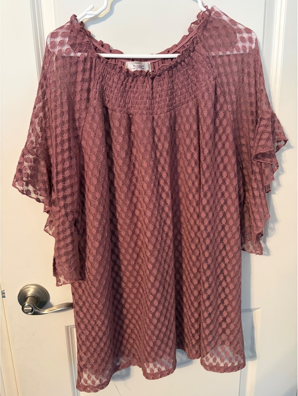 Shannon Ford New York 3X Mauve Lace Overlay Blouse with Lining